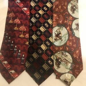 Mens Necktie Lot of 3 Polyester Novelty
